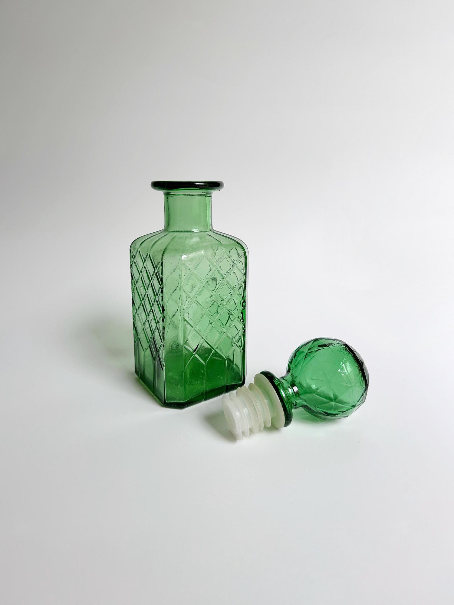 Vintage Empoli Glas-Dekanter in Grün, Italien 1960er 3