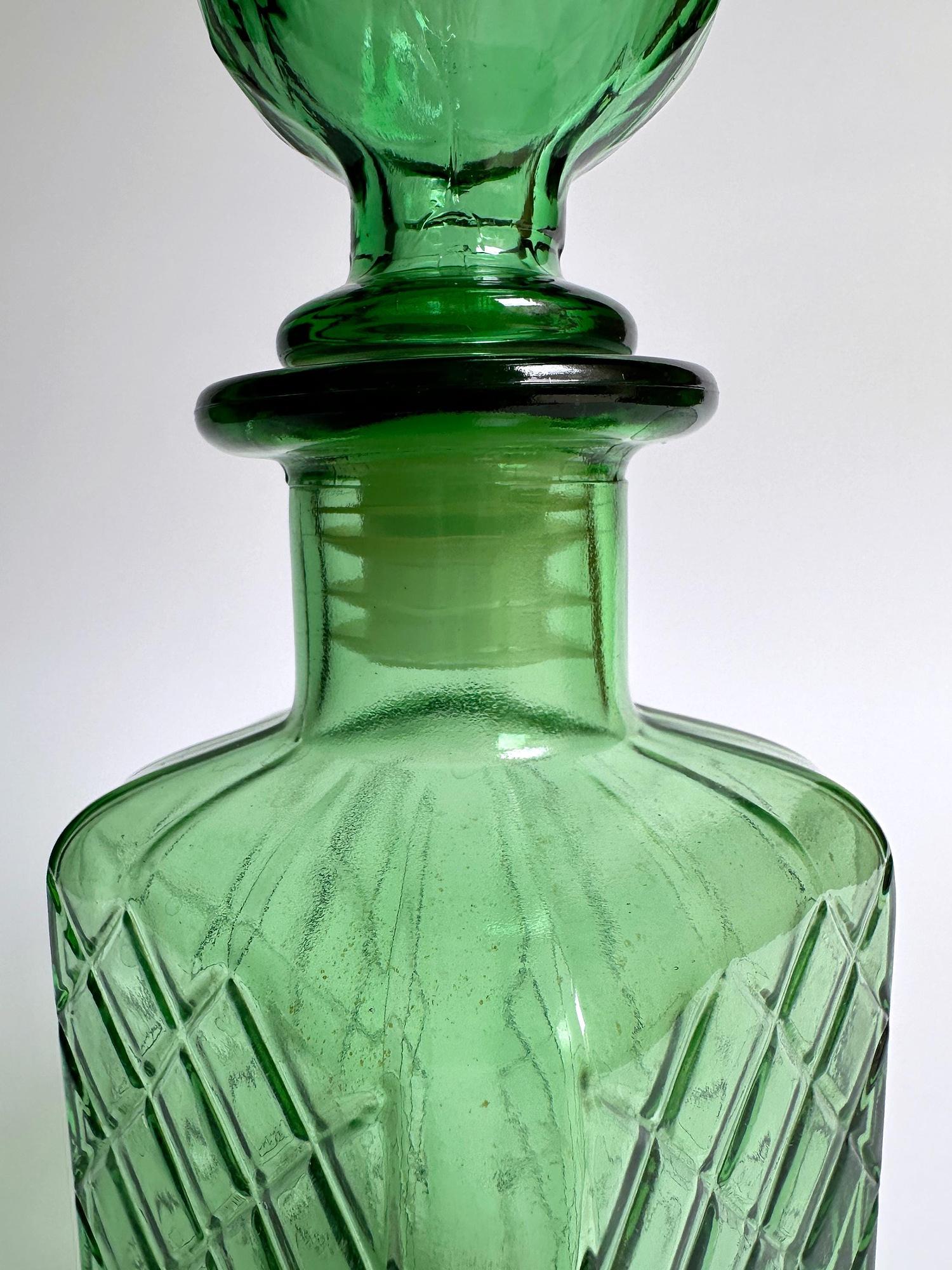 Vintage Empoli Glas-Dekanter in Grün, Italien 1960er 2
