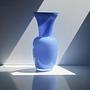 Vintage italienische Opalglas-Vase in Blau 3