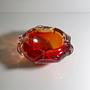 Böhmischer Art Glass Aschenbecher in Rot & Orange 2