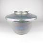 Vintage Keramikvase in Grau-Blau mit Perlglanz 0