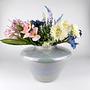 Vintage Keramikvase in Grau-Blau mit Perlglanz 2