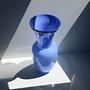 Vintage italienische Opalglas-Vase in Blau 1
