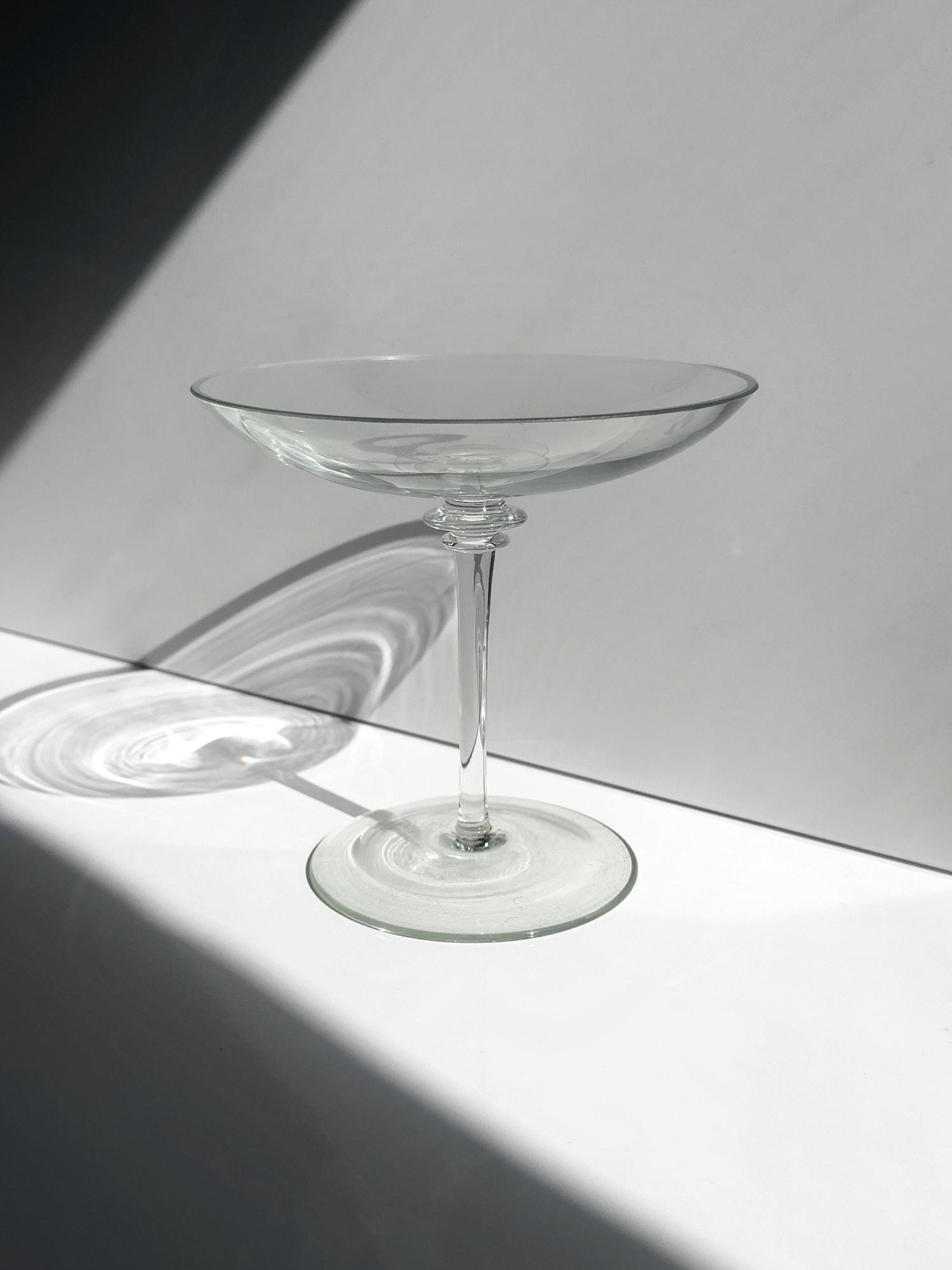 Vintage mundgeblasene Glas Fußschale 3