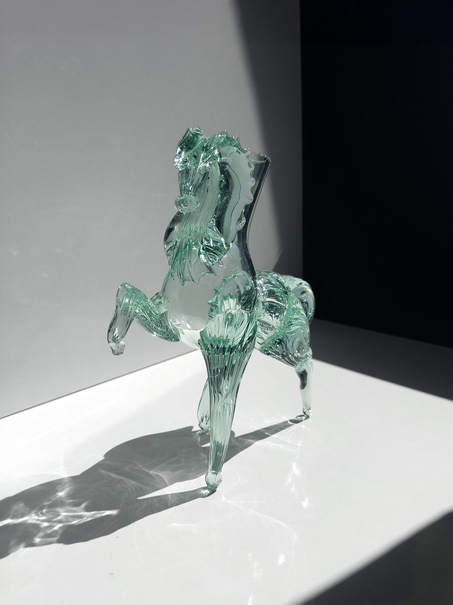 Vintage Murano Pferde-Vase in Mintgrün, Italien um 1970 2