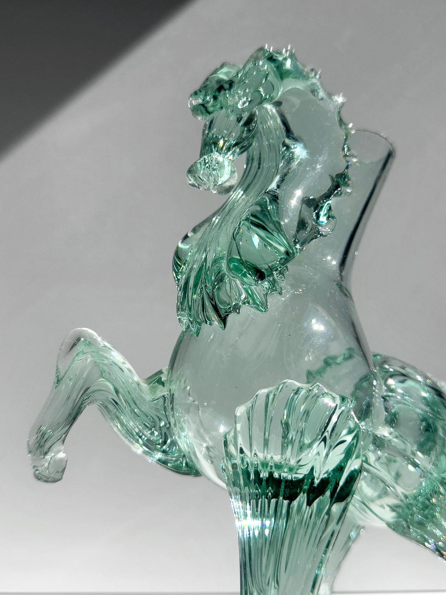 Vintage Murano Pferde-Vase in Mintgrün, Italien um 1970 5