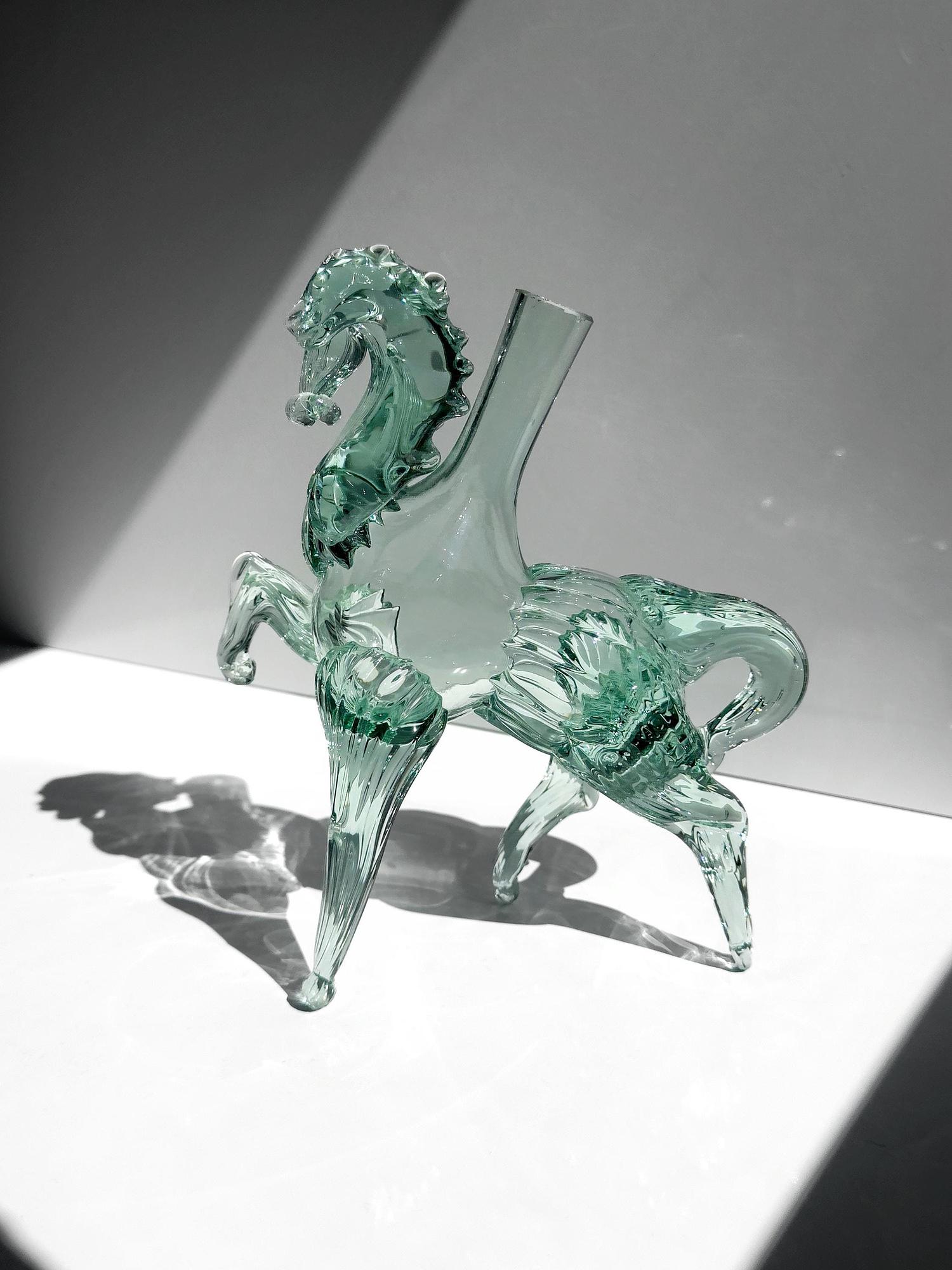 Vintage Murano Pferde-Vase in Mintgrün, Italien um 1970 3