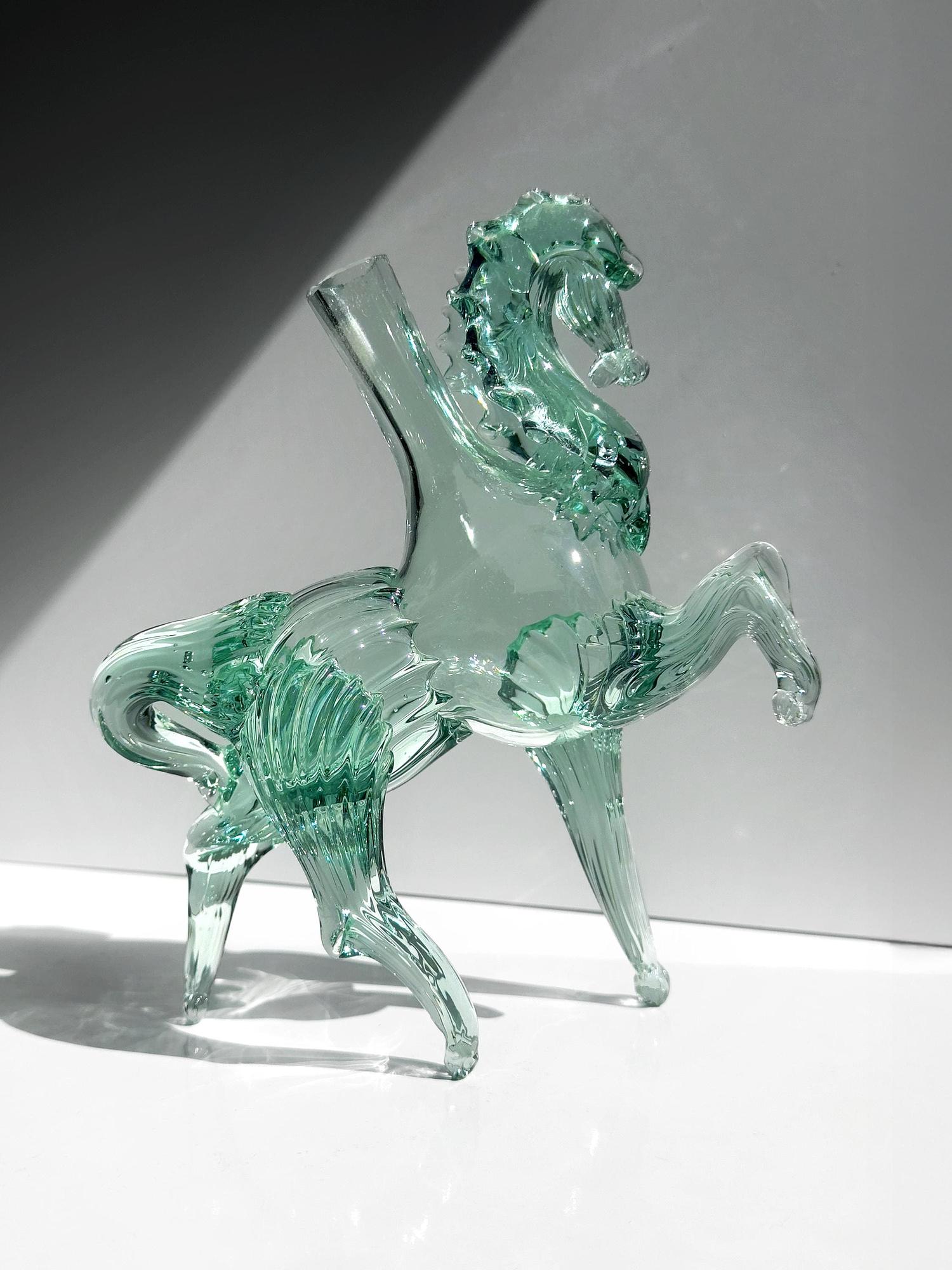Vintage Murano Pferde-Vase in Mintgrün, Italien um 1970 1