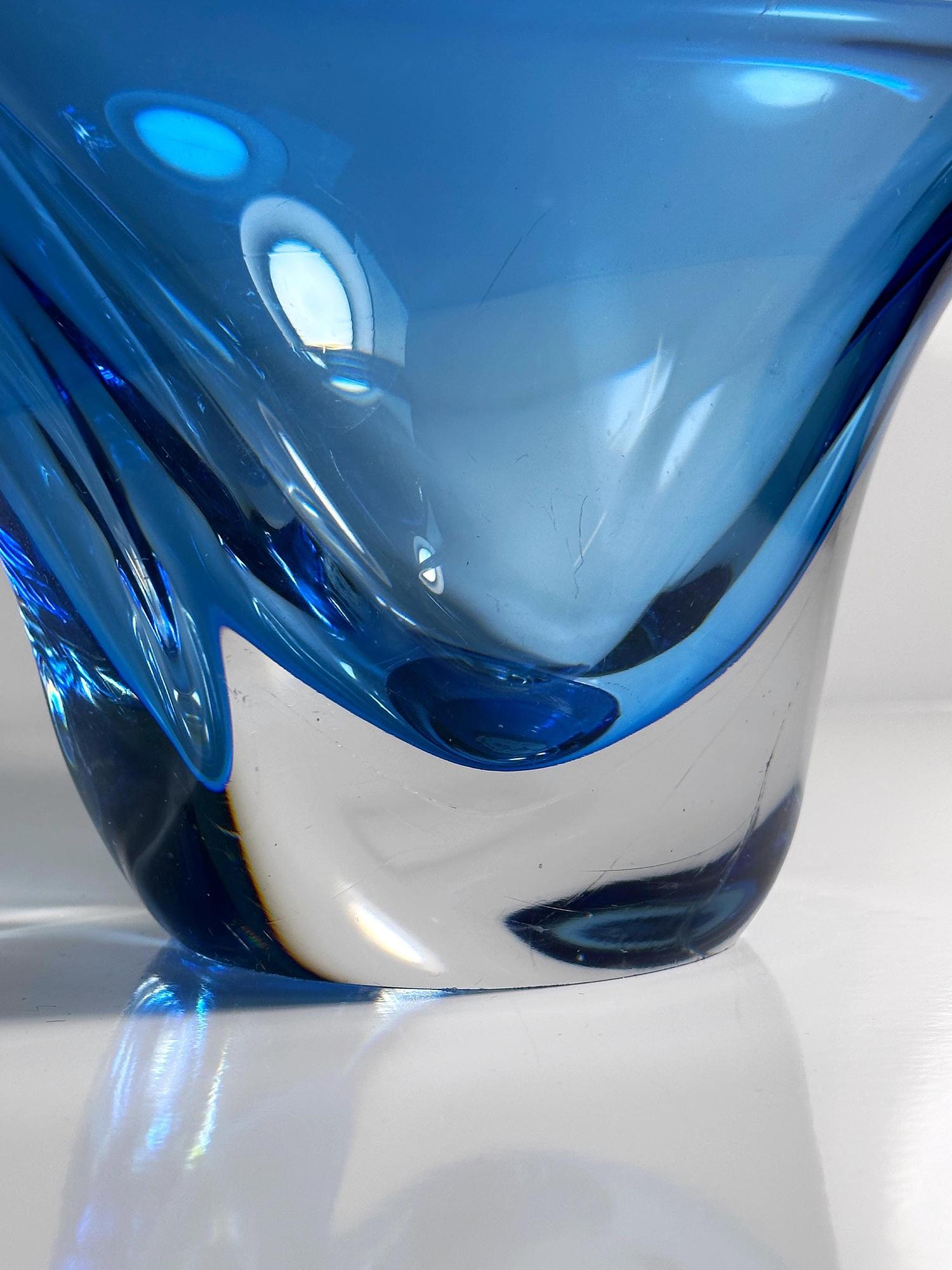 Focke & Meltzer Amsterdam große Kristallglasschale in Blau 2