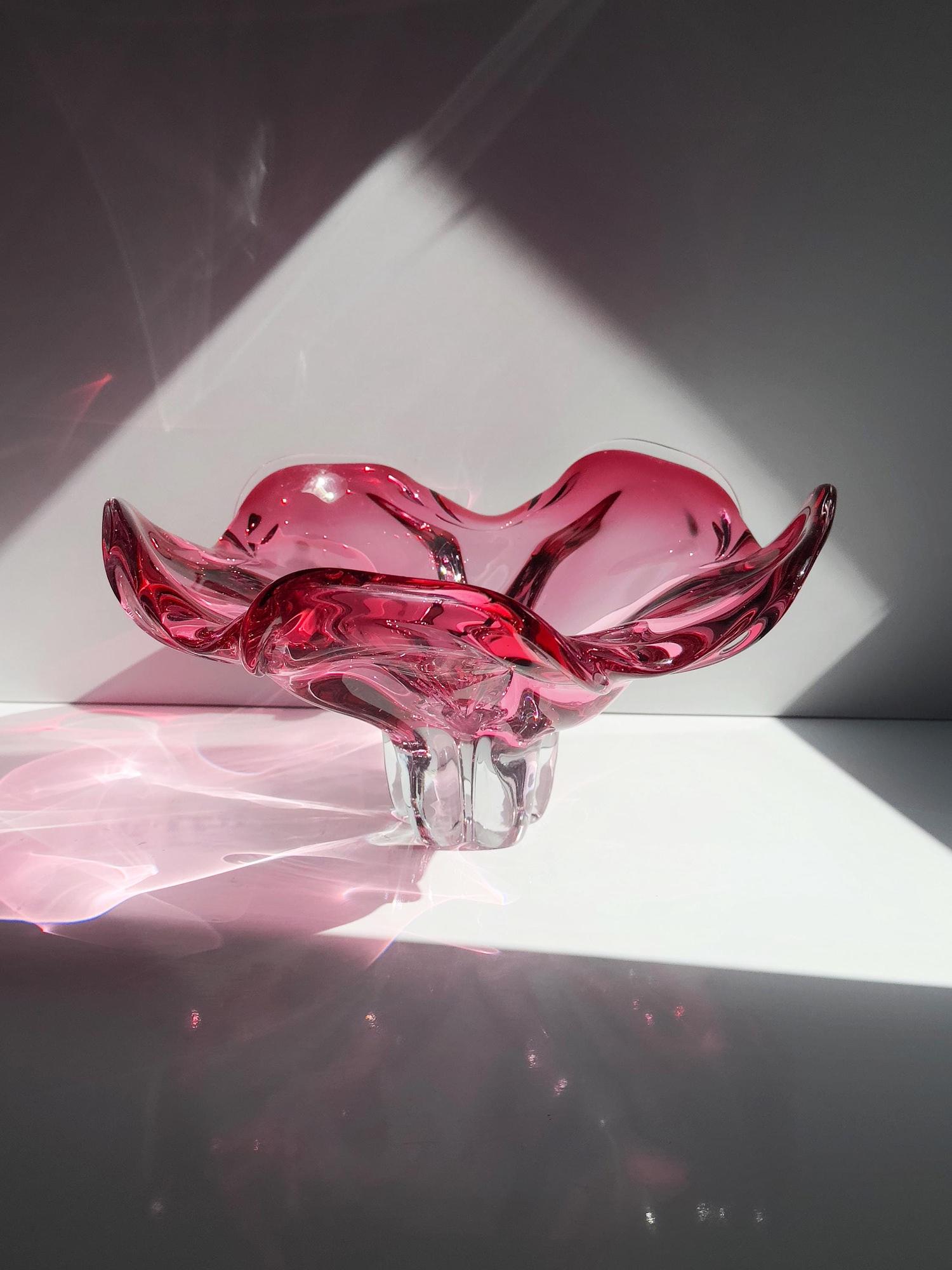 Josef Hospodka für Chřibská XL Cranberry Glasschale 3