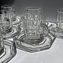 6 Vintage Glas-Espressotassen mit achteckigen Untertassen 5