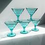 5 Vintage Dessertschalen aus türkisfarbenem Glas 0