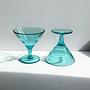 5 Vintage Dessertschalen aus türkisfarbenem Glas 3