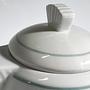 Vintage Art Deco Revival Teekanne in Weiß und Mintgrün 5