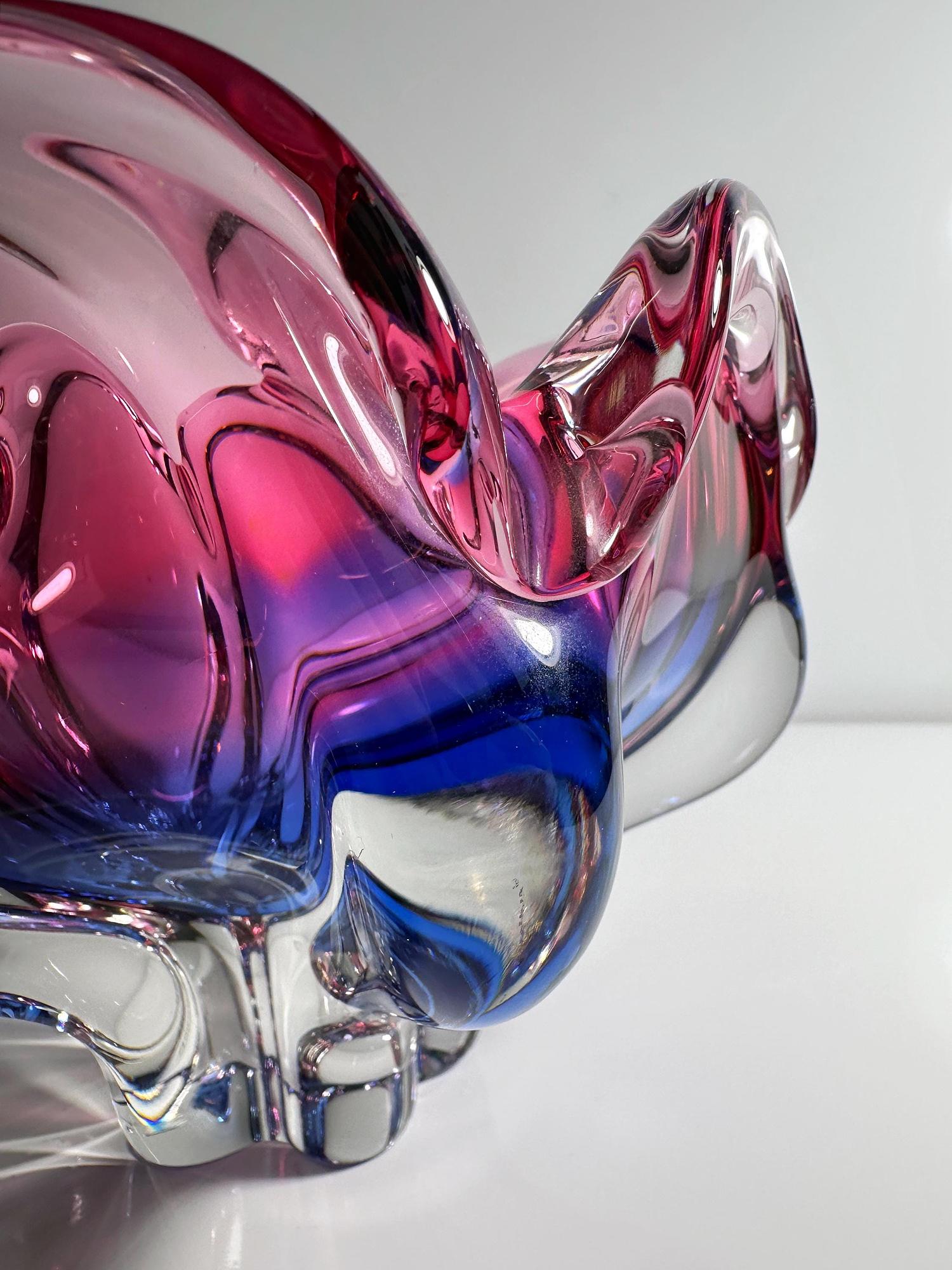 Josef Hospodka für Chřibská Glasschale / Vase, Böhmen 1960er 3
