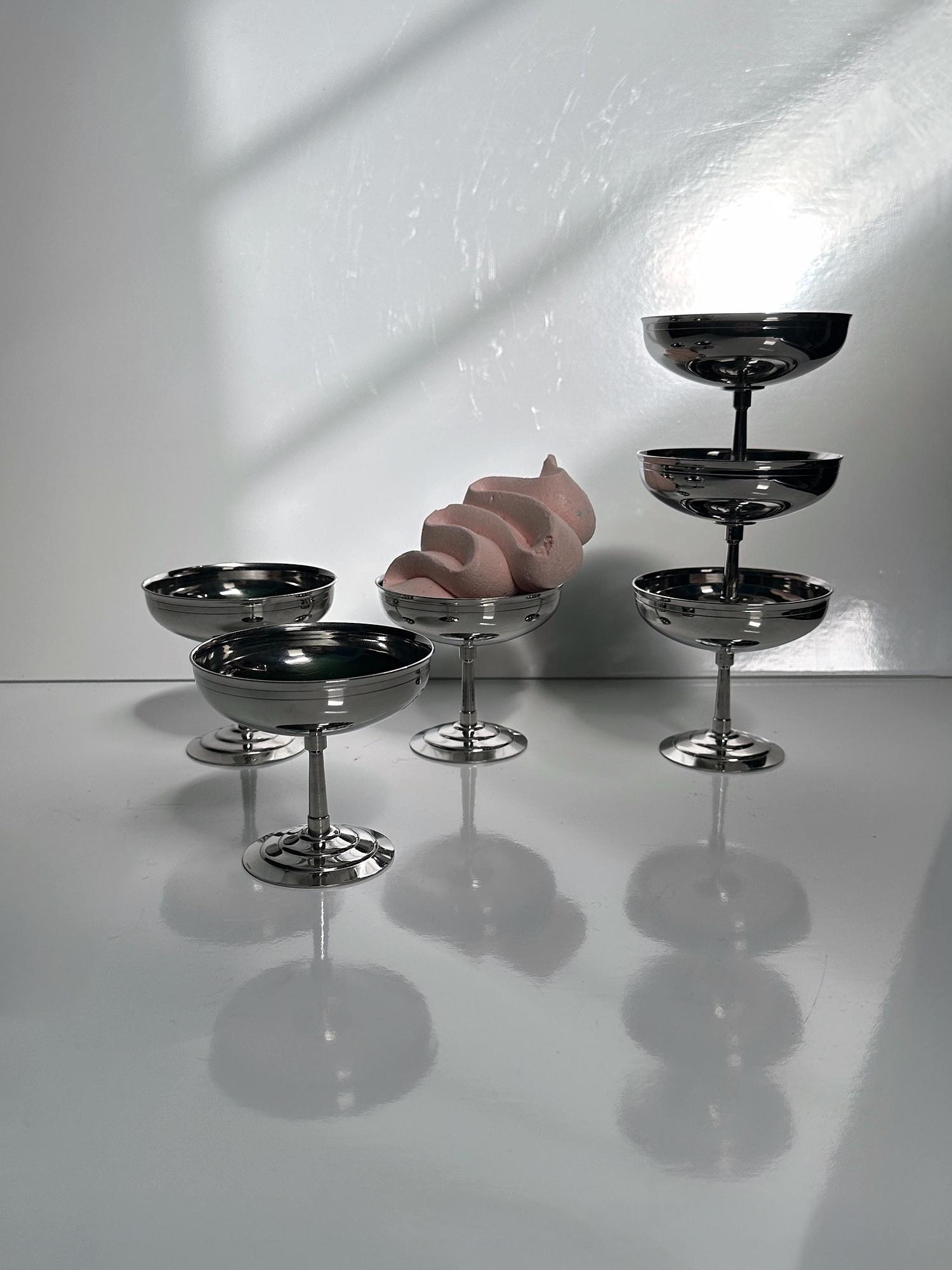 6 Guy Degrenne Dessertschalen aus Edelstahl 3