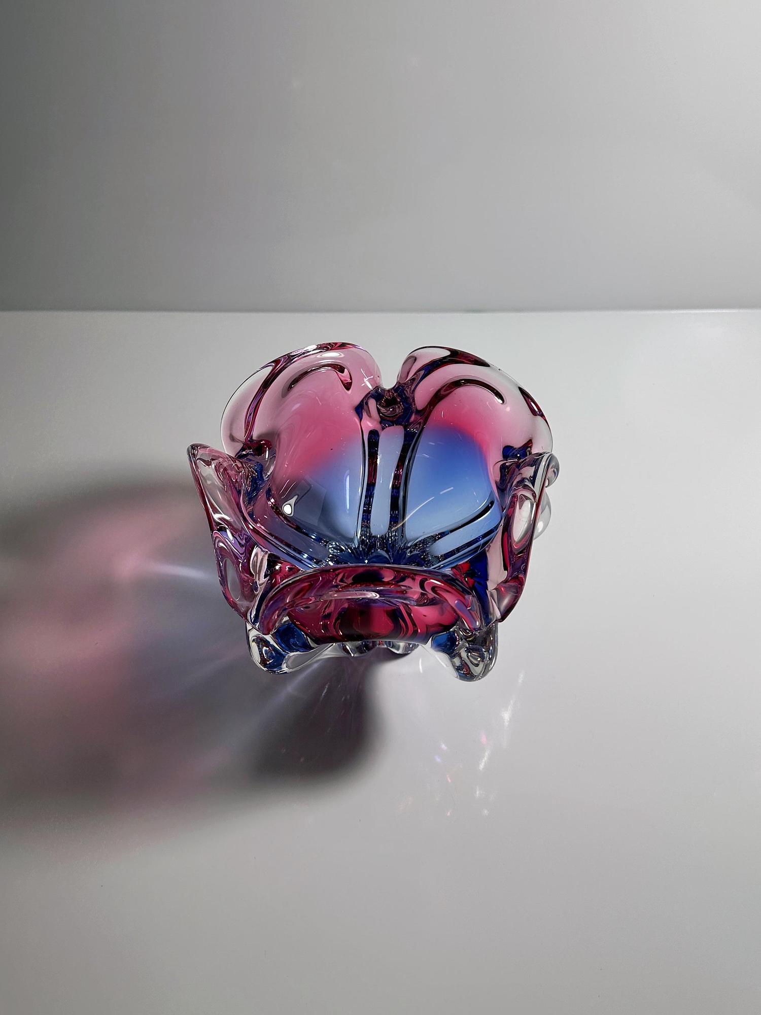 Josef Hospodka für Chřibská Glasschale / Vase, Böhmen 1960er 1