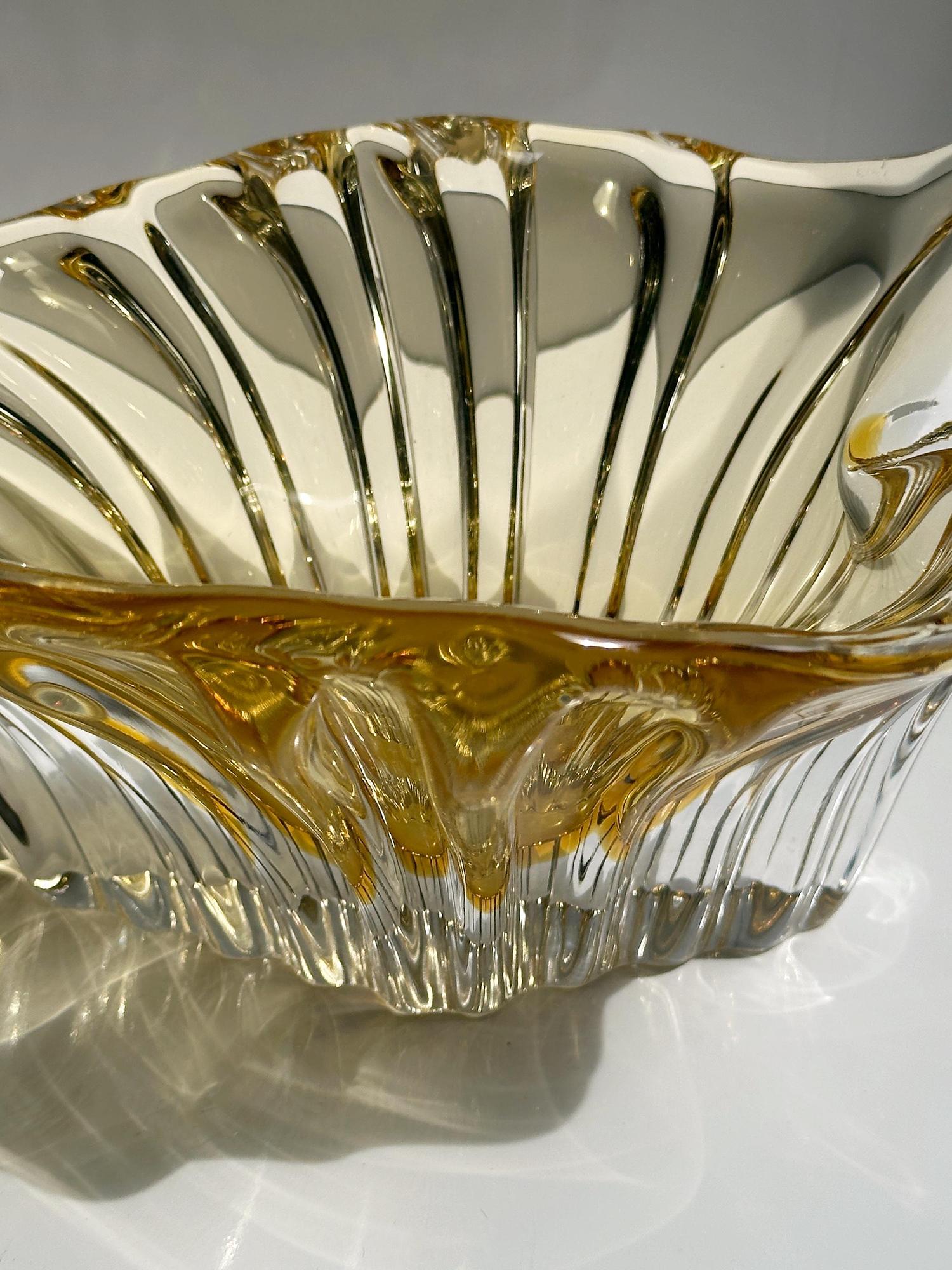 Vintage italienische Glasschale in Champagnergold, 1960er 4