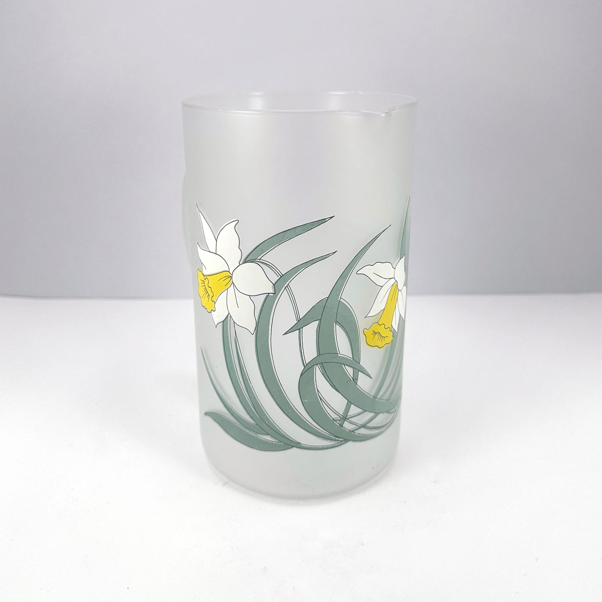 Cerve Italia Glas-Karaffe mit floralem Dekor, 1980er/90er 1