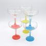 6 Vintage Champagnerschalen mit farbigen Stielen 0