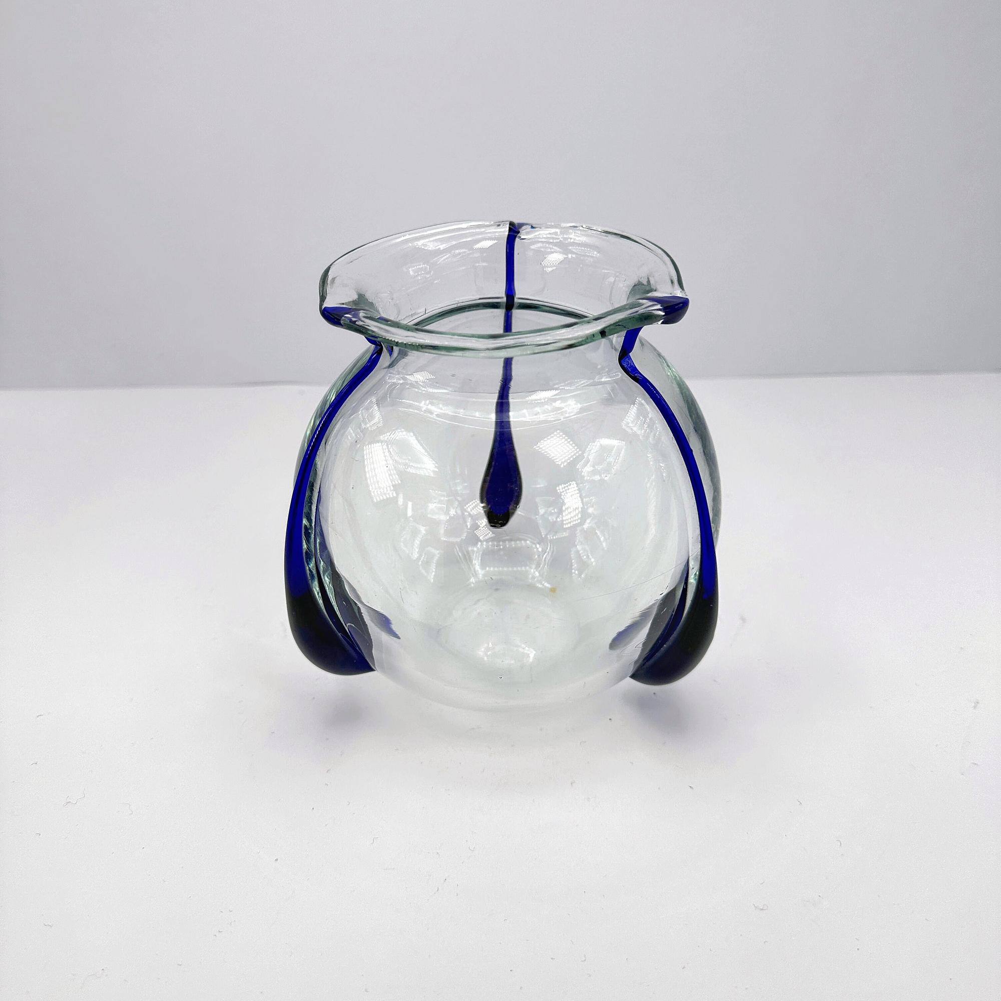 Freiherr von Poschinger Jugendstil Glasvase in Kobaltblau 3