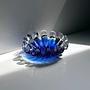 Vintage kobaltblaue Glasschale in Muschelform 0