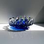 Vintage kobaltblaue Glasschale in Muschelform 1