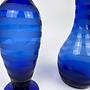 Vintage Glasvasen Paar in Kobaltblau mit satiniertem Swirl 4