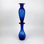 Vintage Glasvasen Paar in Kobaltblau mit satiniertem Swirl 3