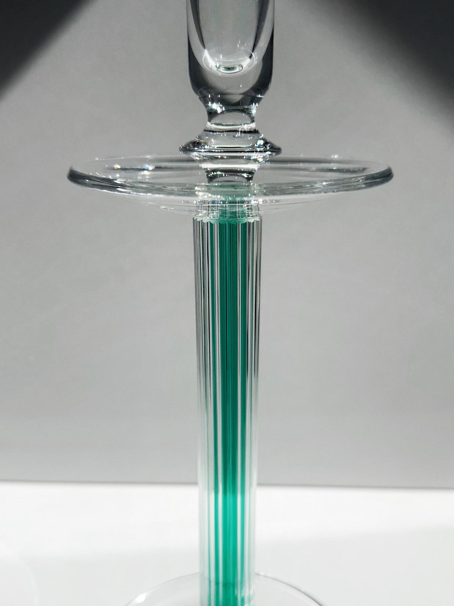 Vintage IVV Italia Glas-Kerzenständer in Grün 1