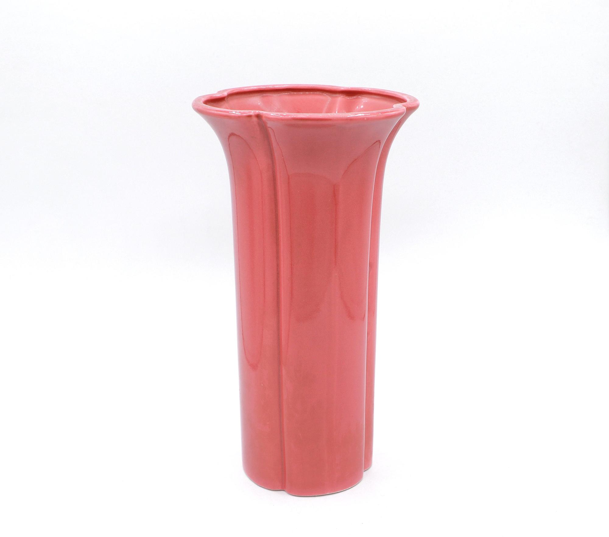 Kyoei Japan Vintage Keramikvase in Korallrosa, 1970er 0