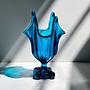 Viking Glass Epic Four Square Vase Modell 1475 in Blau 3