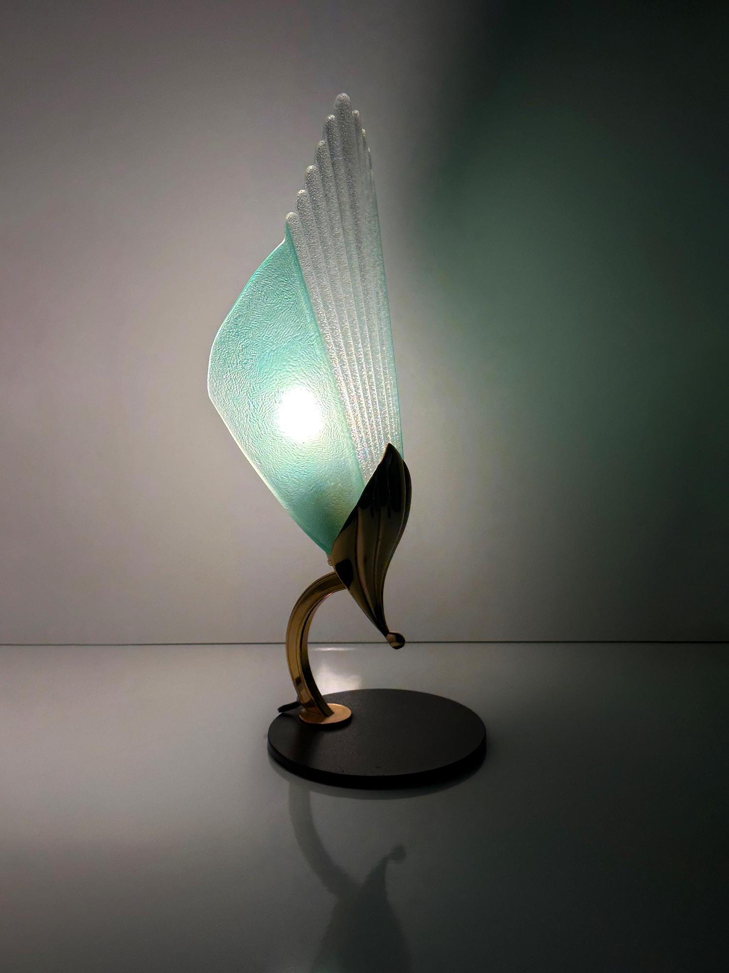 Paar Vintage Murano Glas Tischlampen 7