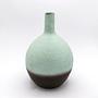 Vintage Keramikvase in Mintgrün und Braun 1