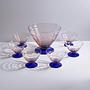 7-teiliges Art-Deco Dessertschalen-Set in Rosa & Kobaltblau 0
