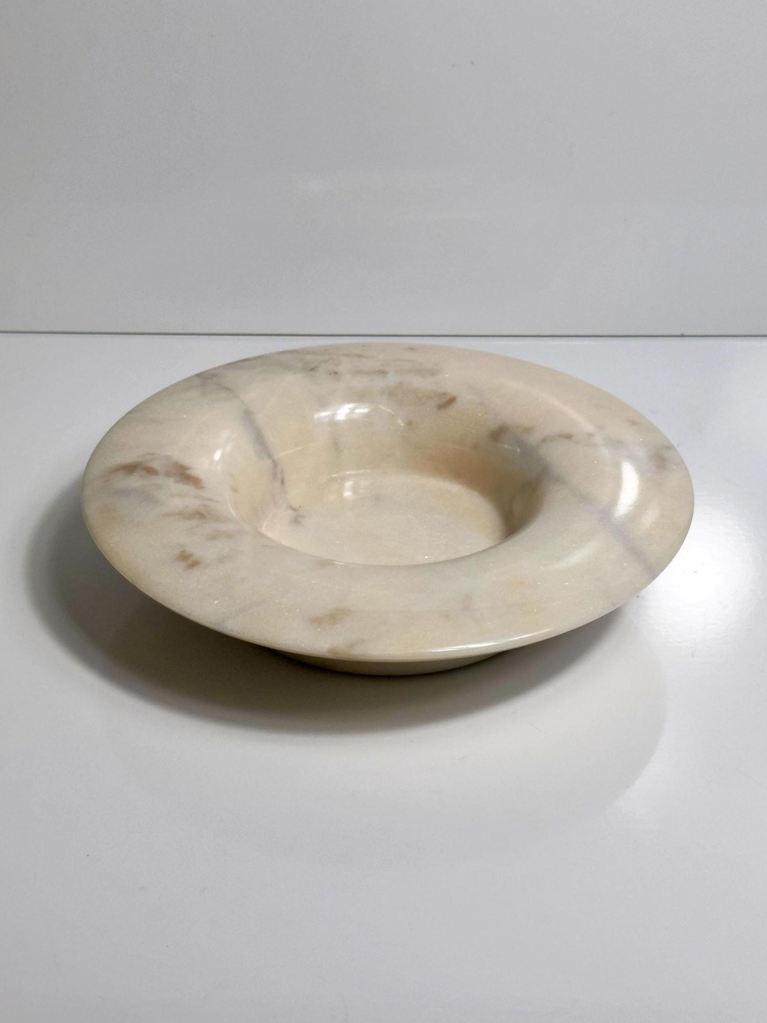 Vintage italienische Alabaster-Schale in Beige & Rosé 0