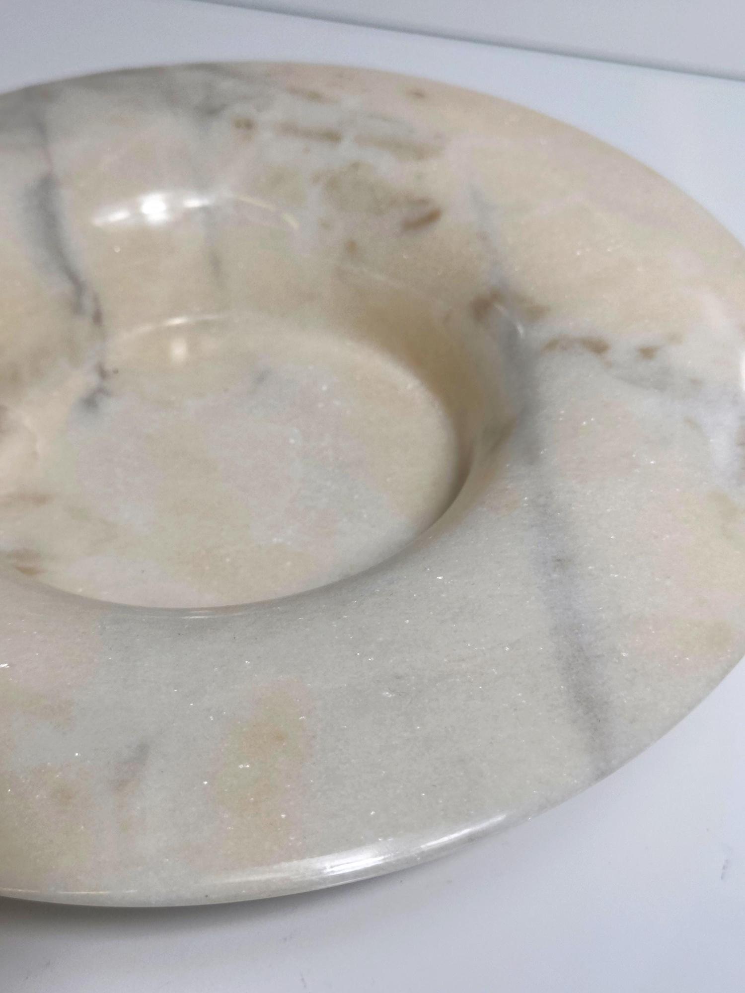 Vintage italienische Alabaster-Schale in Beige & Rosé 3