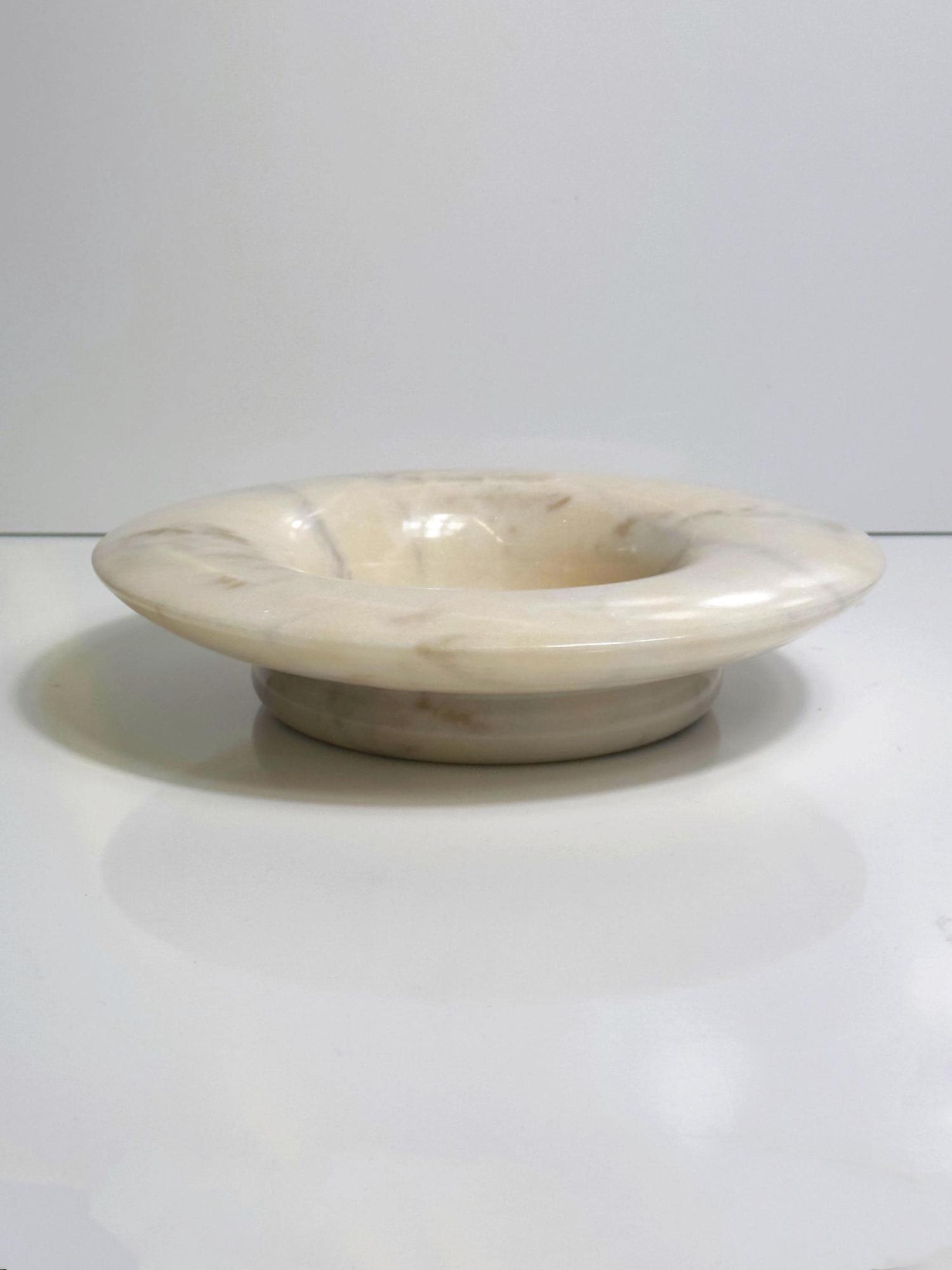 Vintage italienische Alabaster-Schale in Beige & Rosé 4