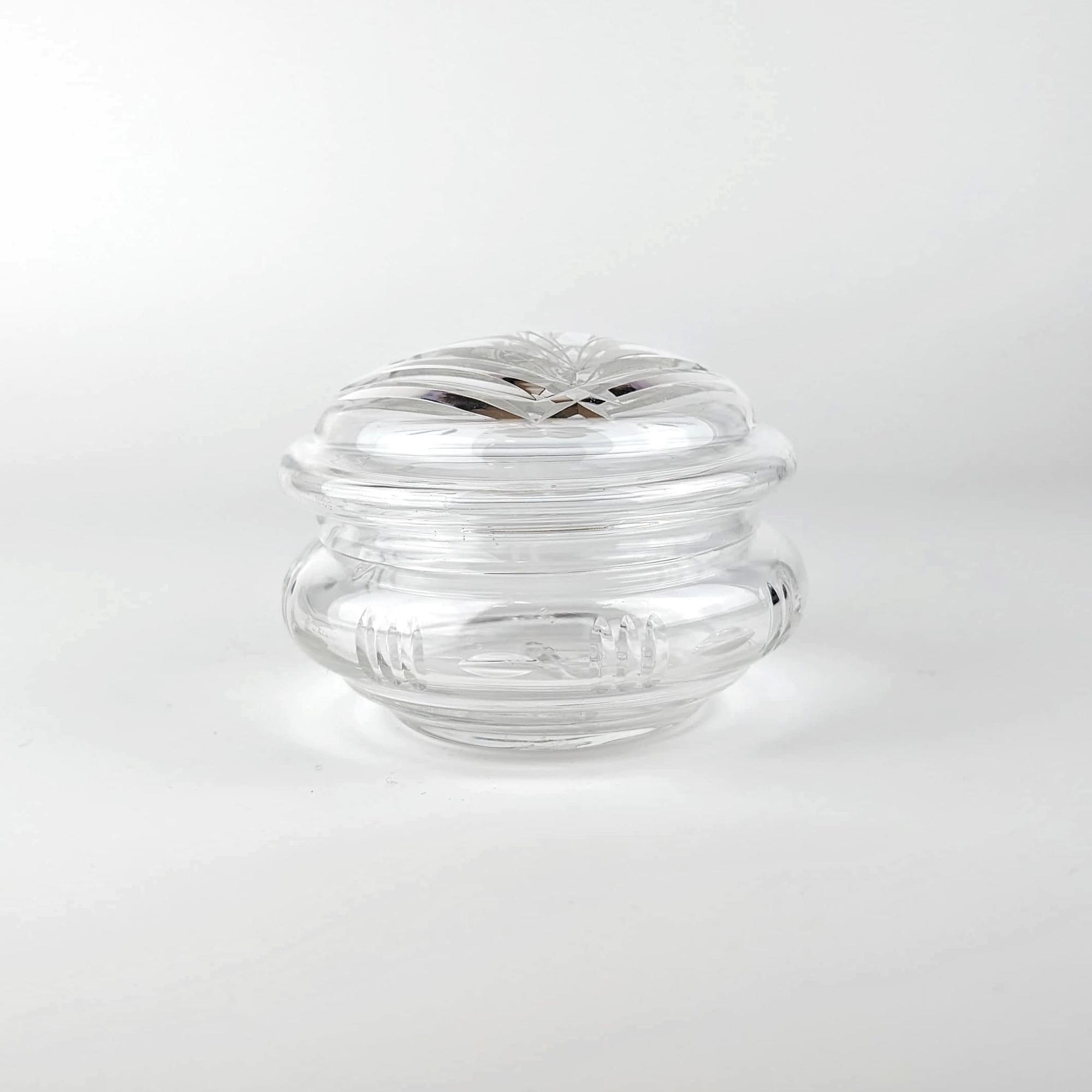 Art Deco Kristallglas-Deckeldose mit floralem Schliff 0