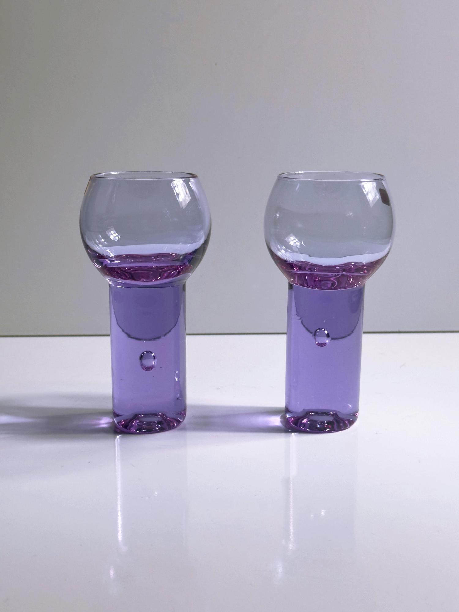 6 Sergio Asti „Chameleon“ Aperitifgläser aus Alexandritglas 4