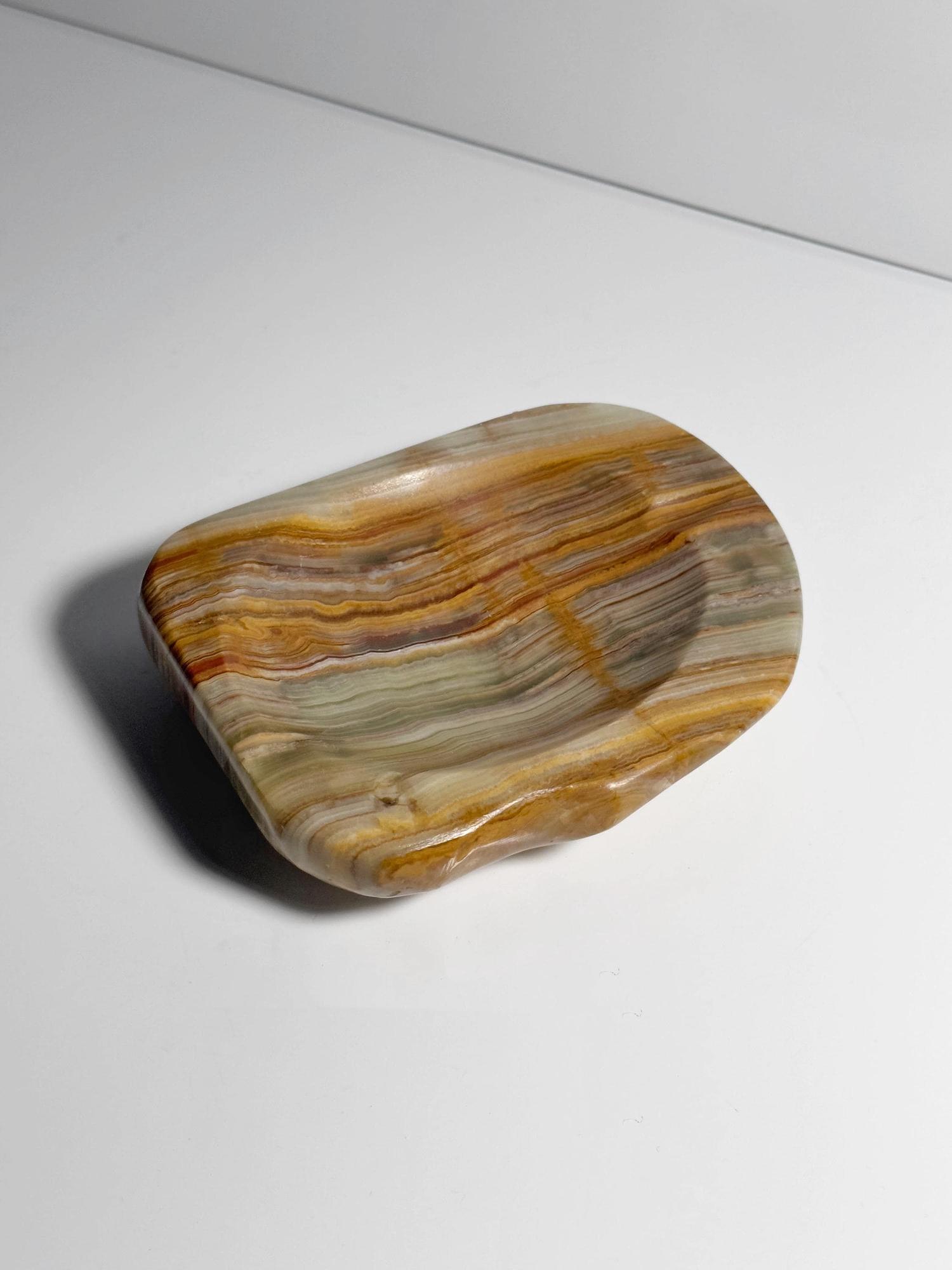 Vintage italienischer Onyx-Aschenbecher in Beige 3