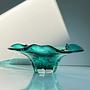Große Vintage Murano Glasschale in Türkis 0