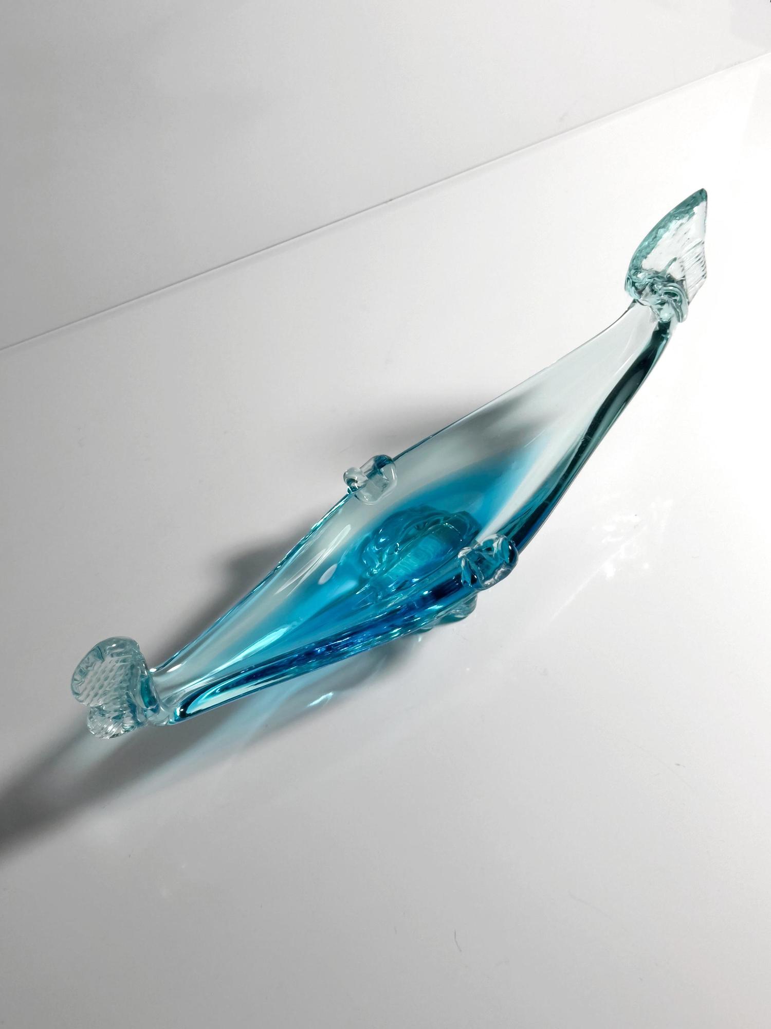 Vintage Murano Gondel-Aschenbecher in Aquablau 1