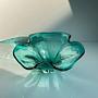 Große Vintage Murano Glasschale in Türkis 4