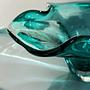 Große Vintage Murano Glasschale in Türkis 3