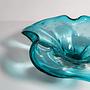 Große Vintage Murano Glasschale in Türkis 5