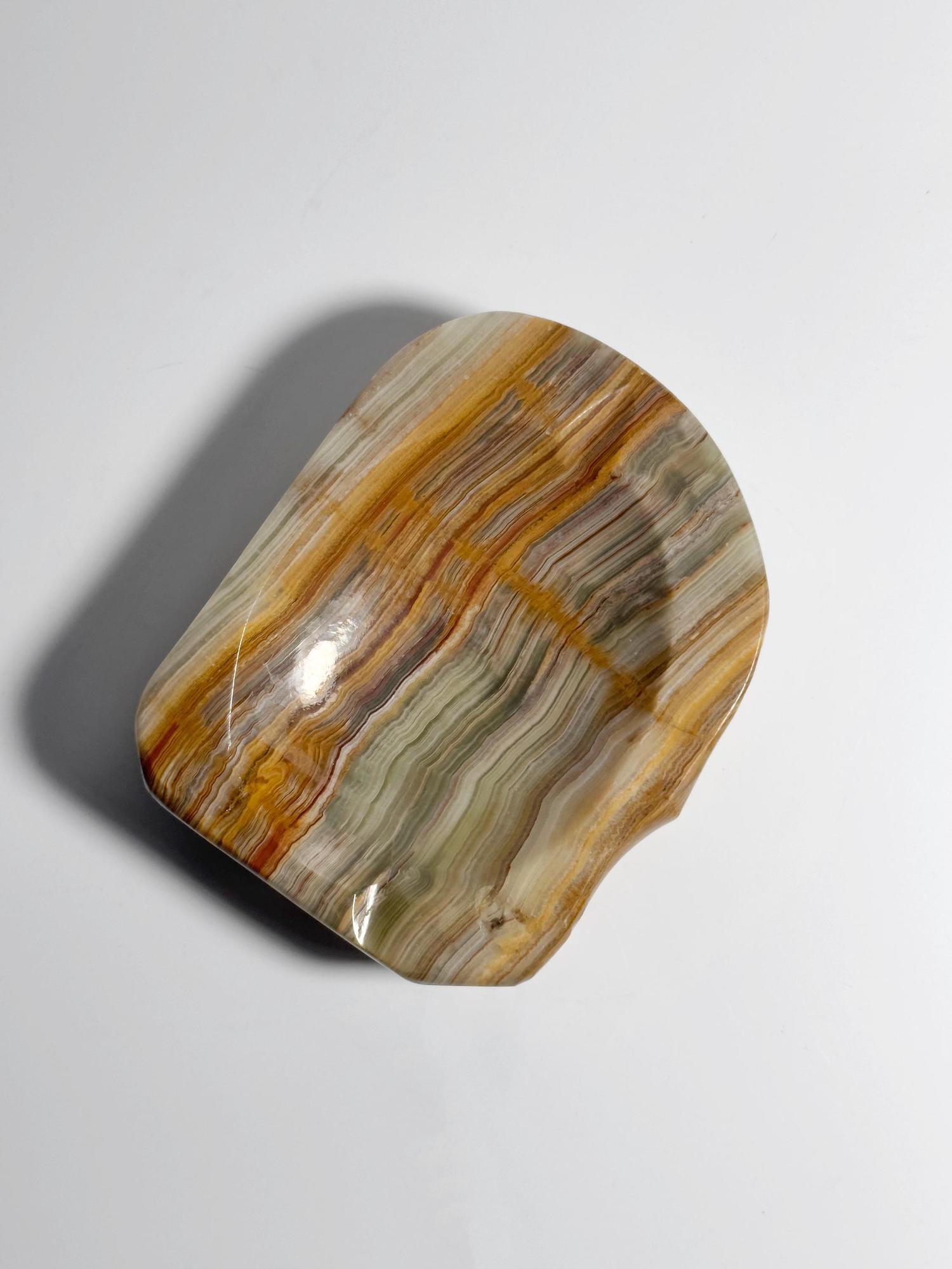 Vintage italienischer Onyx-Aschenbecher in Beige 4