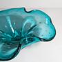 Große Vintage Murano Glasschale in Türkis 7