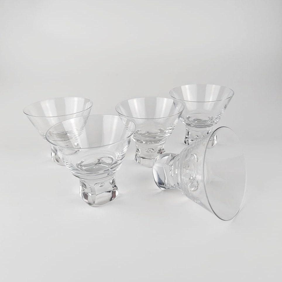 5 Vintage Kristallglas Dessertschalen mit Bubble-Fuß 1