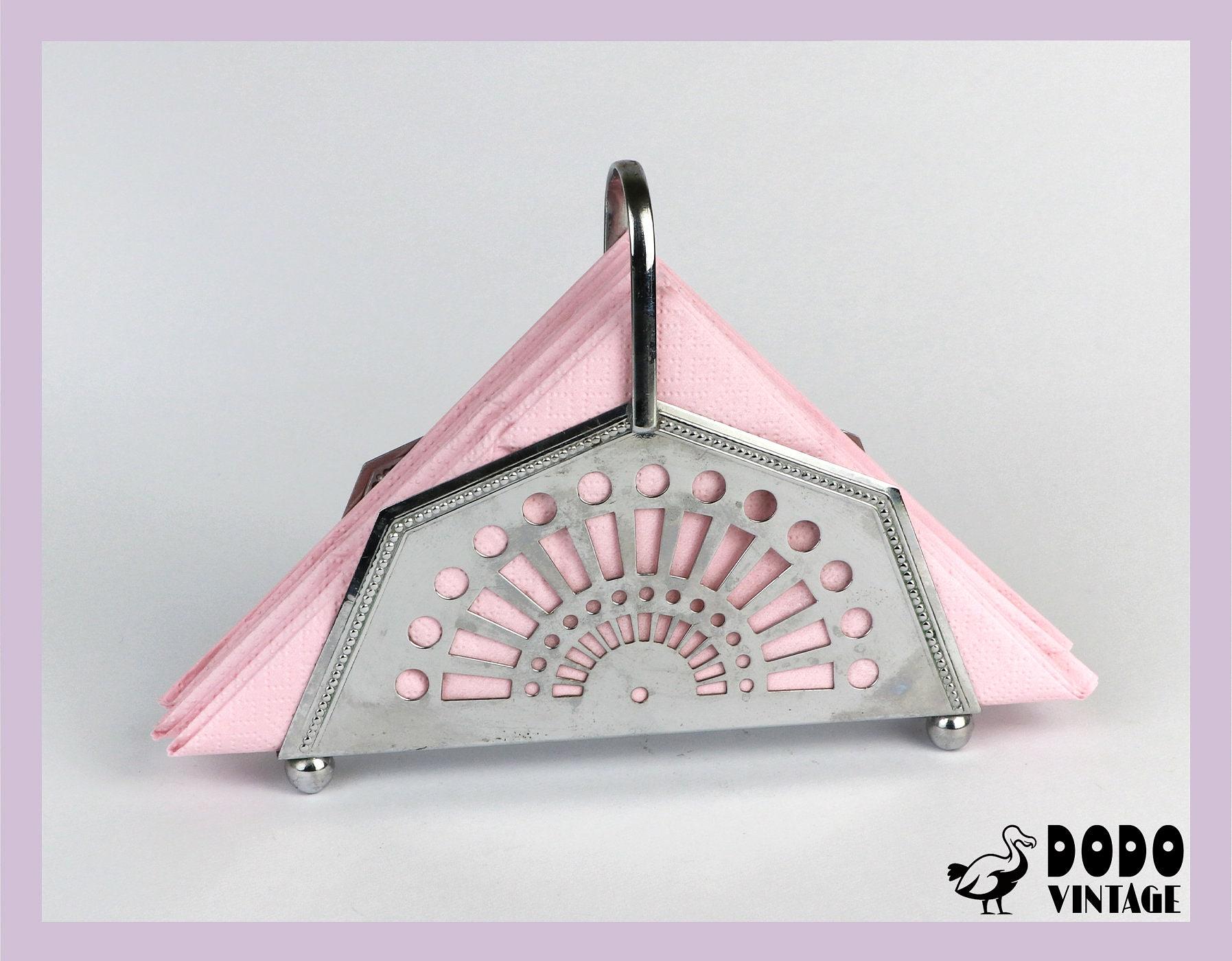 Vintage Serviettenhalter aus Metall, 1980er Art Deco Revival 1